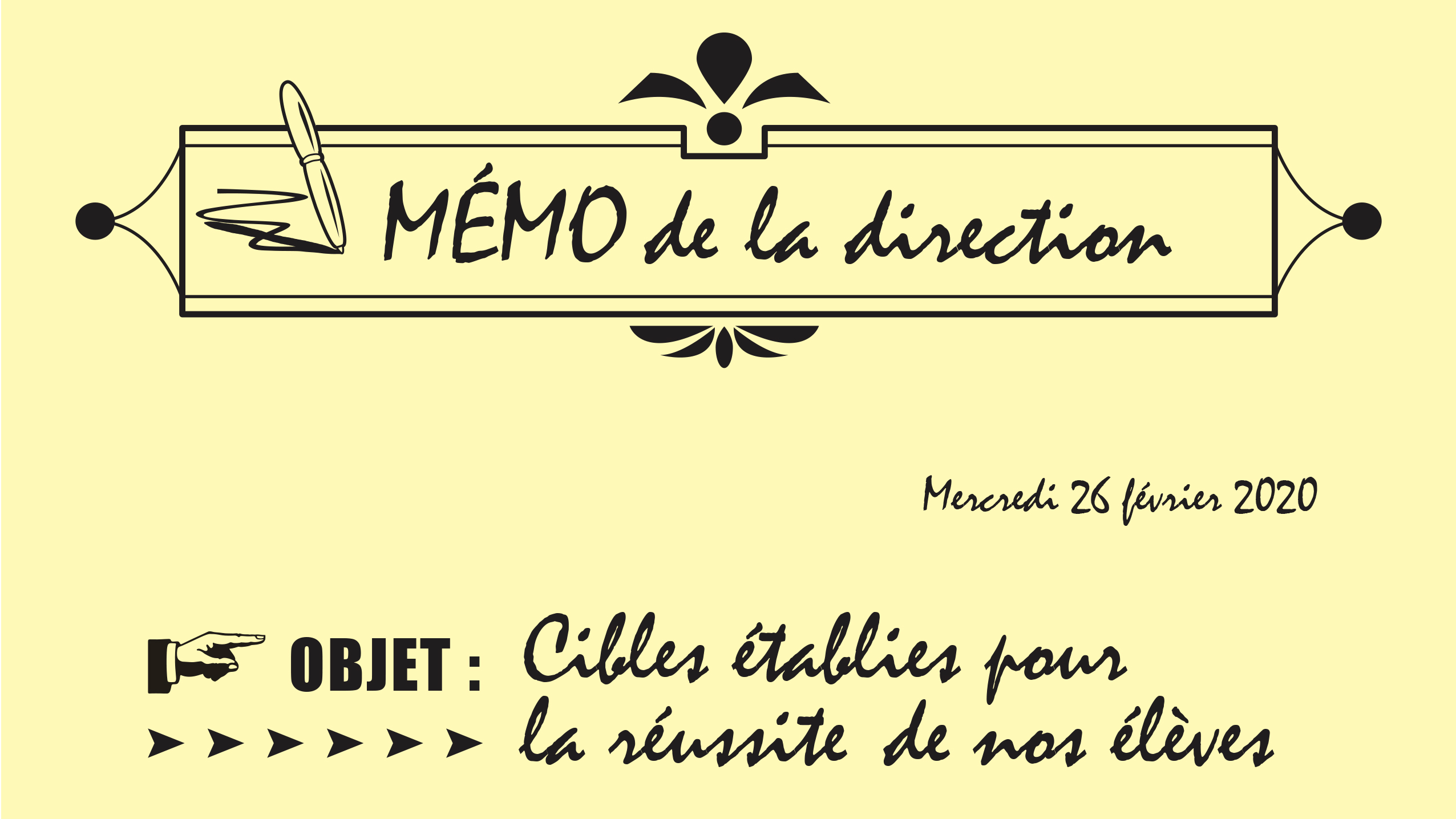 Cibles établies pour la réussite de nos élèves