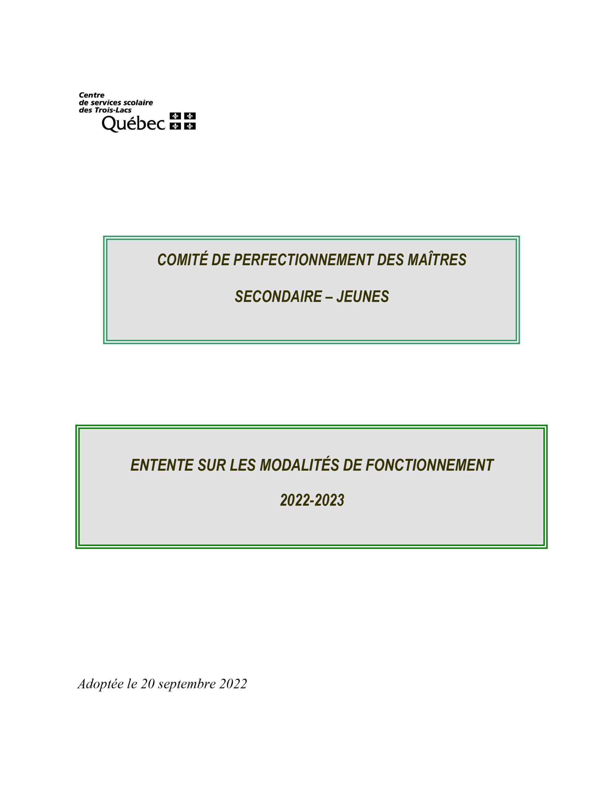 Comité de perfectionnement des maîtres-secondaire