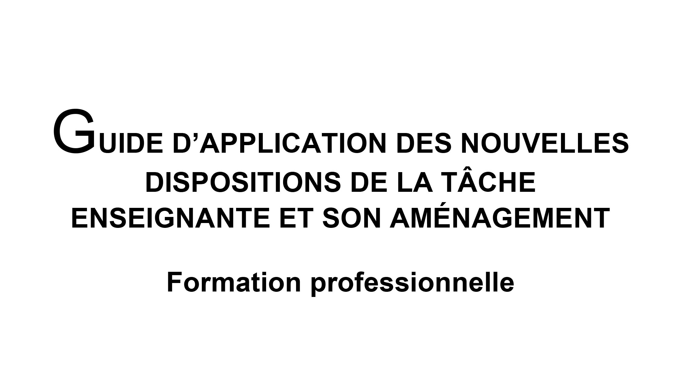 Guide de la tâche – Formation professionnelle
