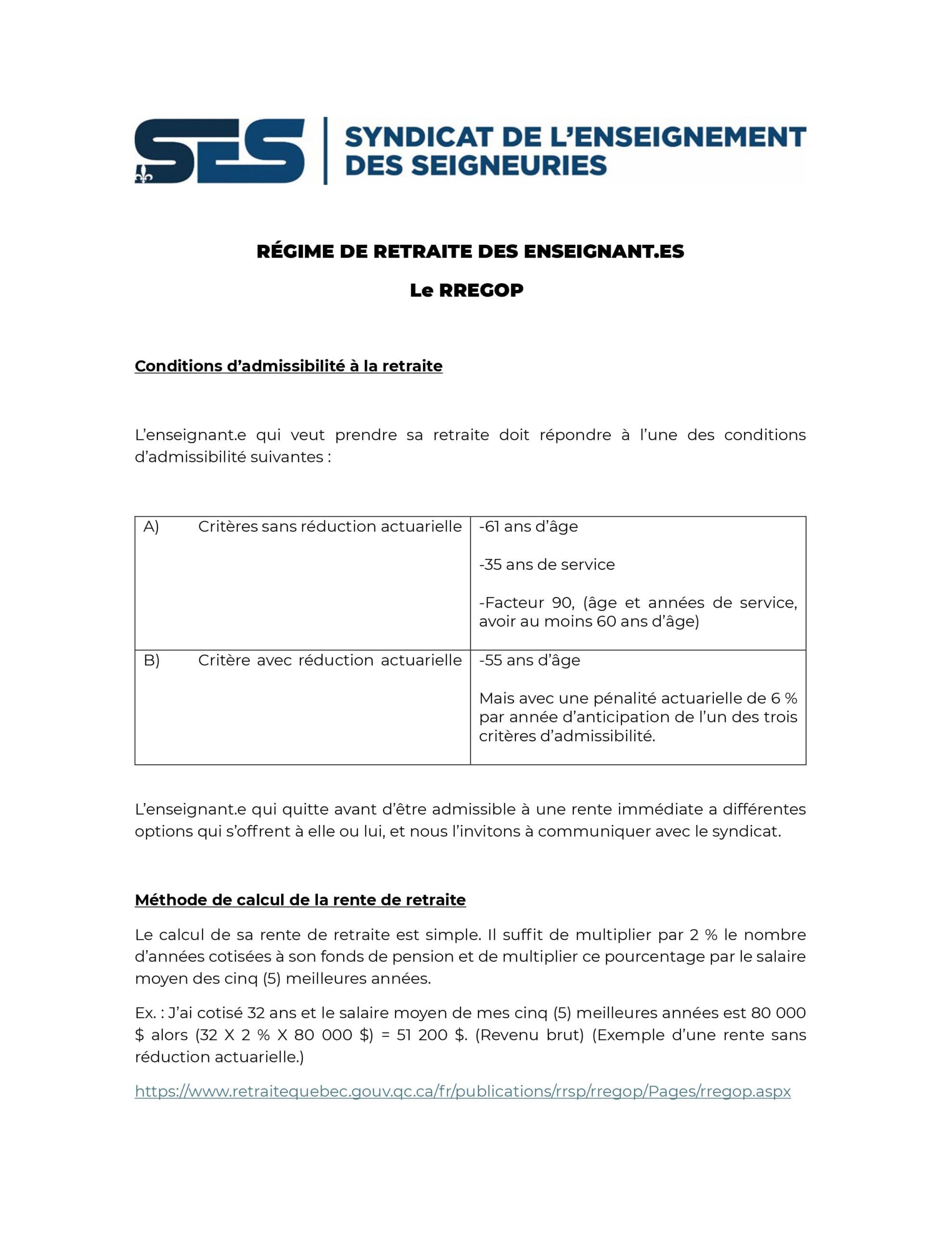 Régime de retraite des enseignant.es