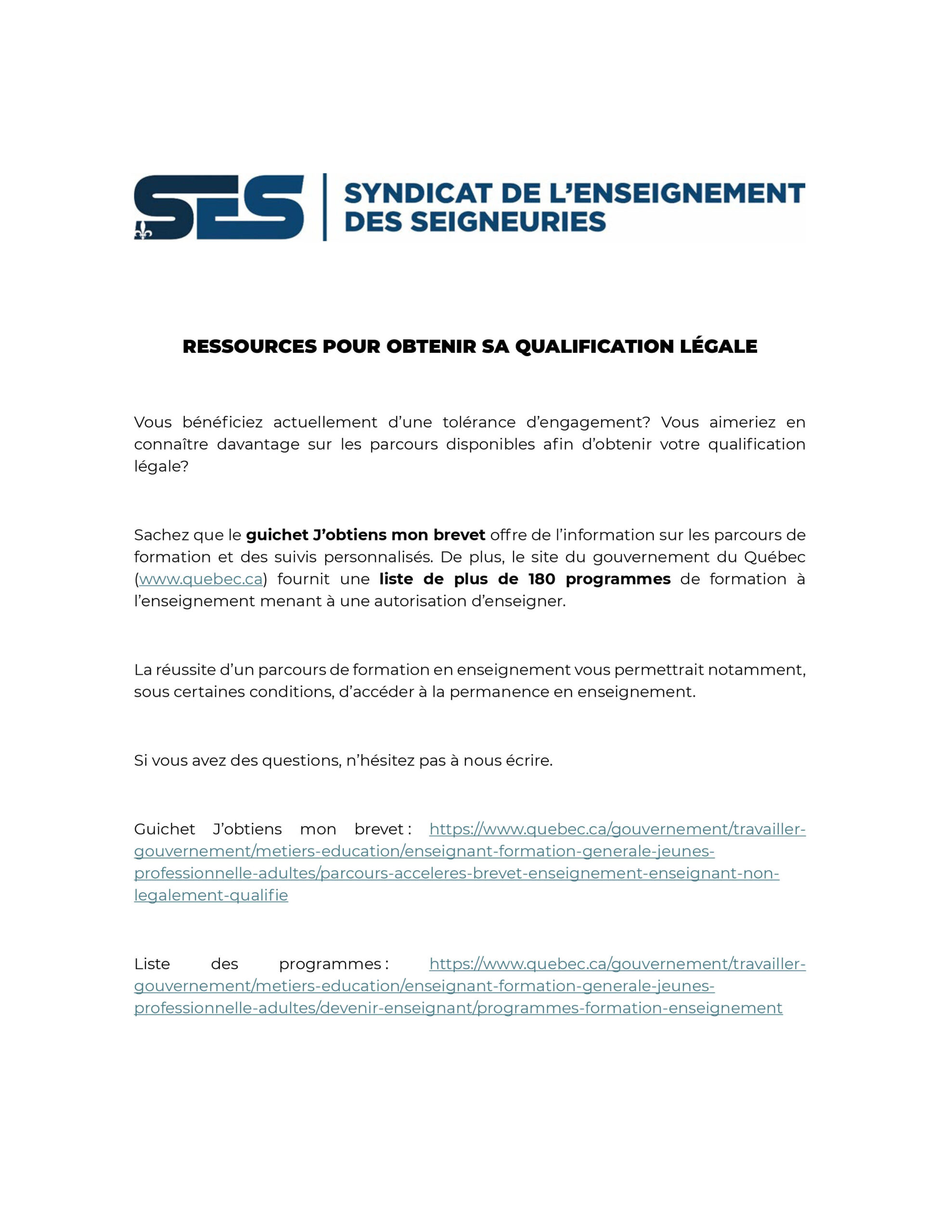 Ressources pour obtenir sa qualification légale