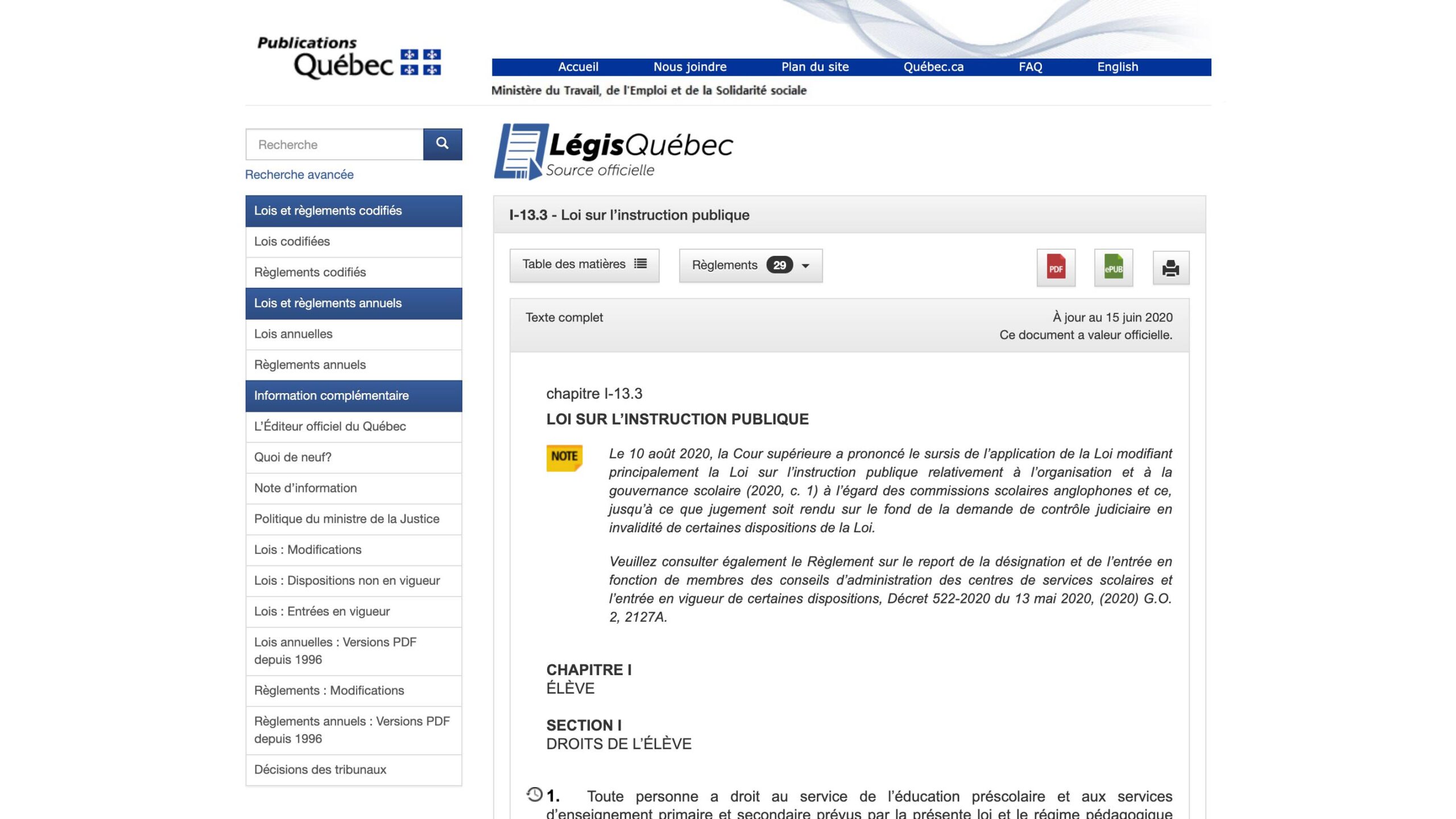 Loi sur l’instruction publique