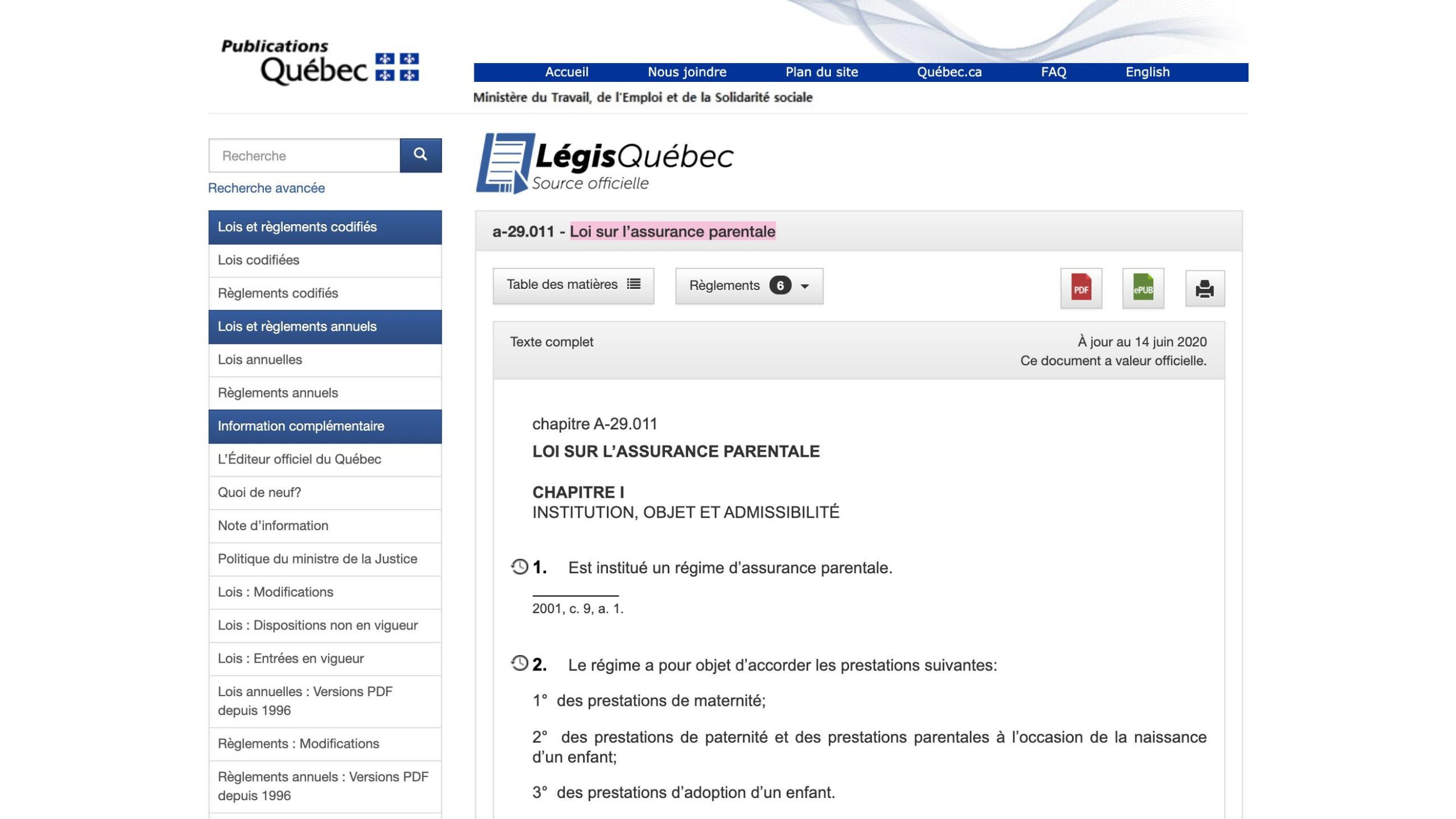 Loi sur l’assurance parentale