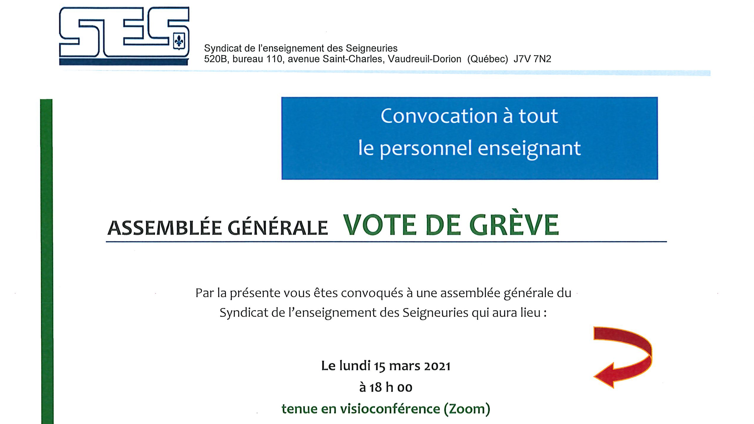 Assemblée générale – vote de grève