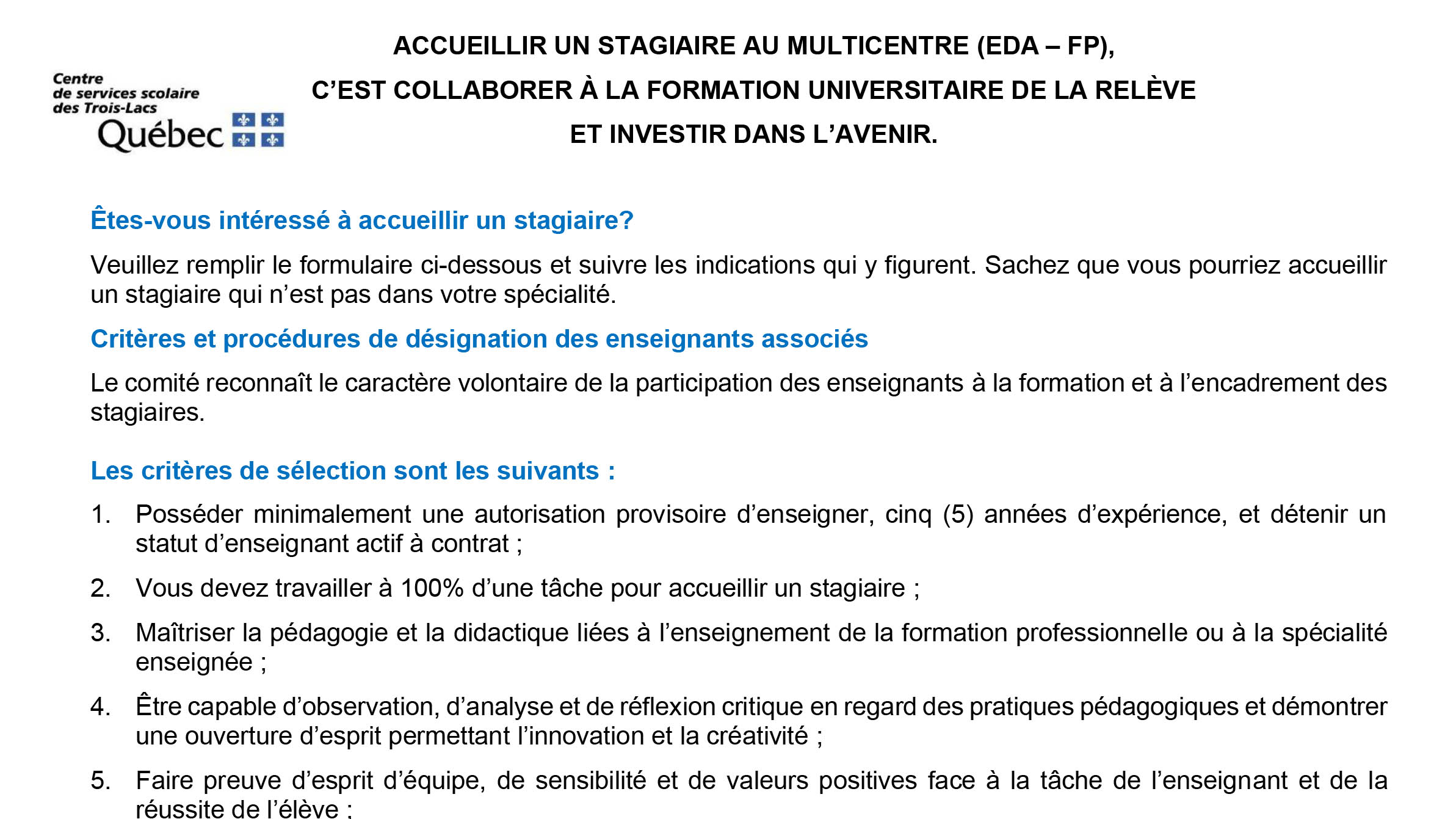 Formulaire d&rsquo;inscription – enseignant associé – EDA-FP