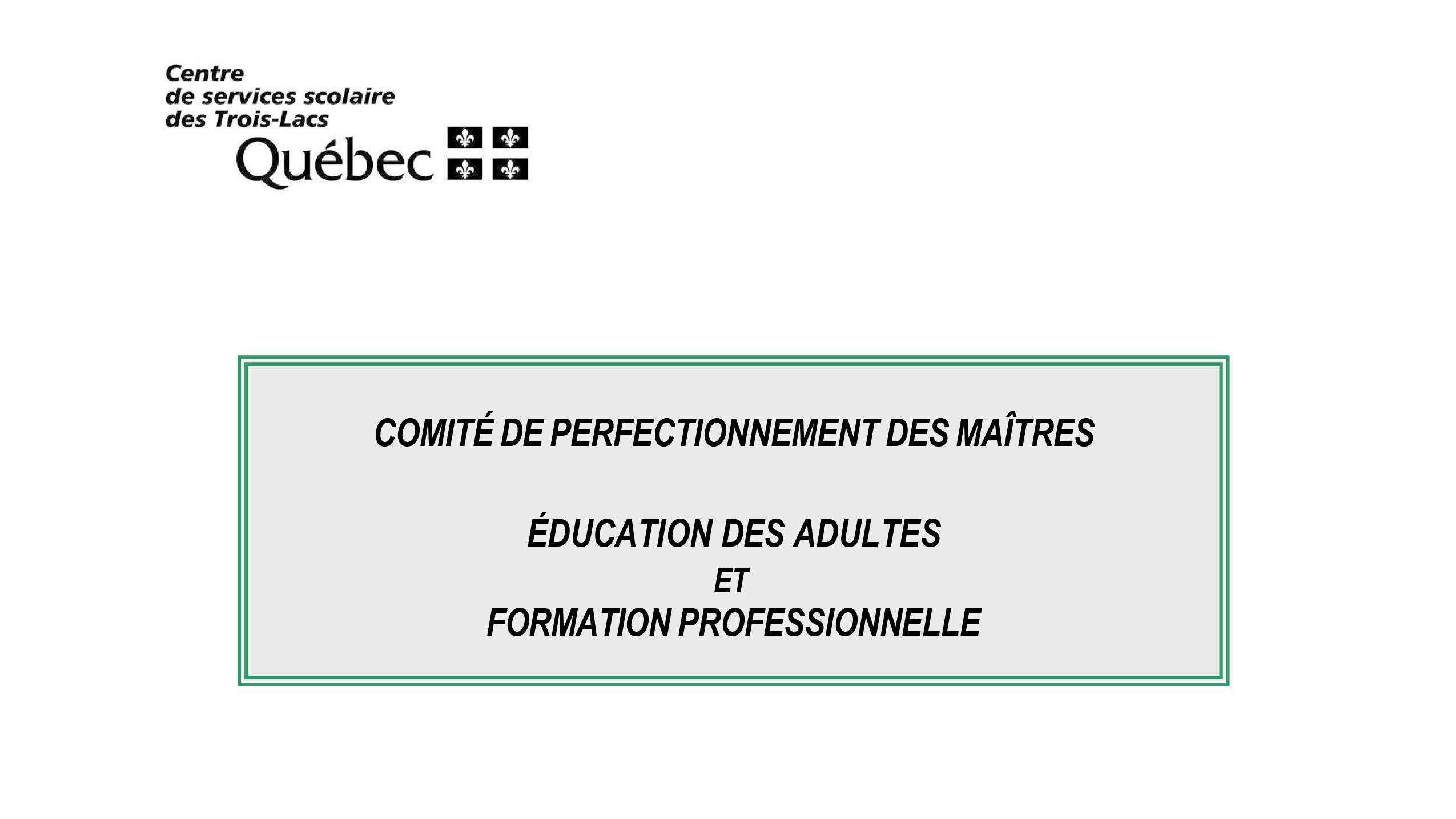 Modalités de fonctionnement – secteurs EDA/FP