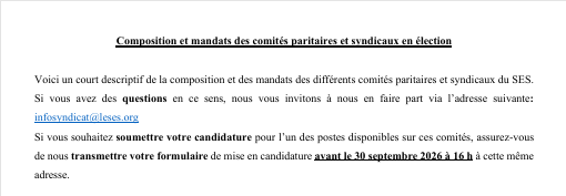 Compositions et mandats des comités paritaires et syndicaux