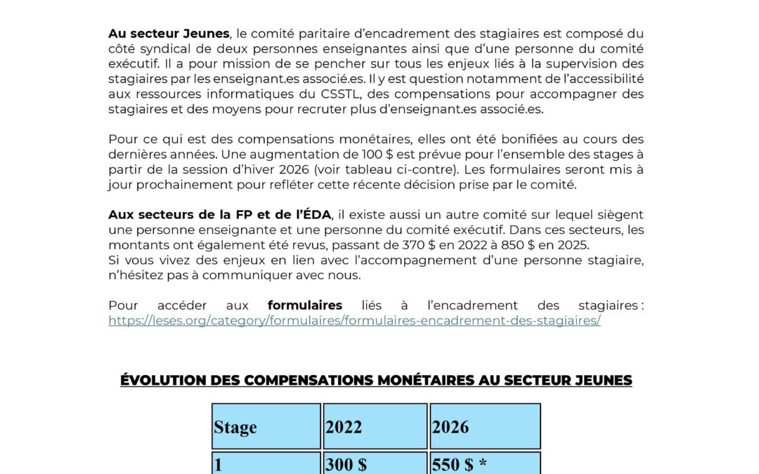 Comité paritaire d&rsquo;encadrement des stagiaires