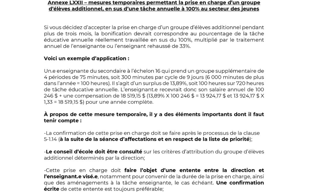 Modifications sur le plan salarial – Entente nationale 2023-2028