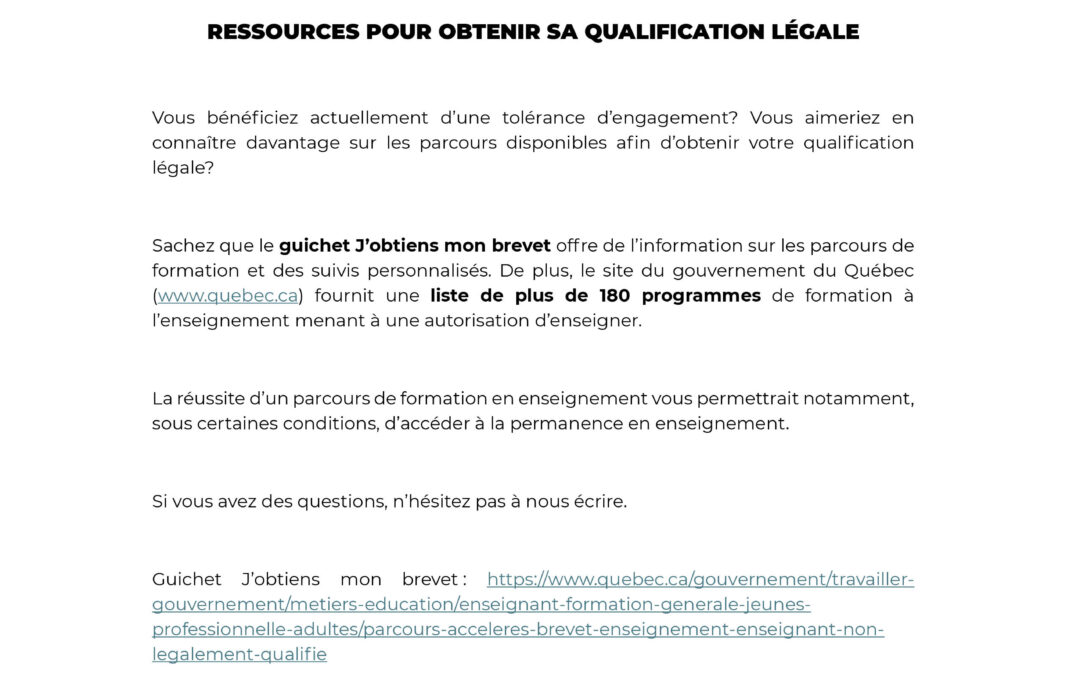 Ressources pour obtenir sa qualification légale