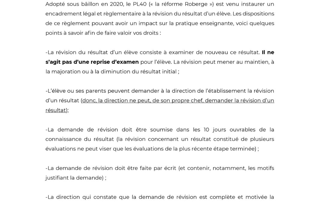 Révision de notes