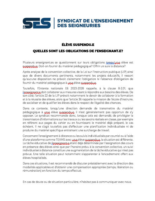 Élève suspendu.e : quelles sont les obligations de l&rsquo;enseignant.es ?